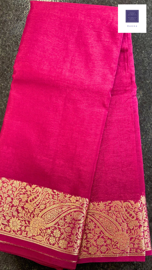 Cotton Silk Solid Magenta saree