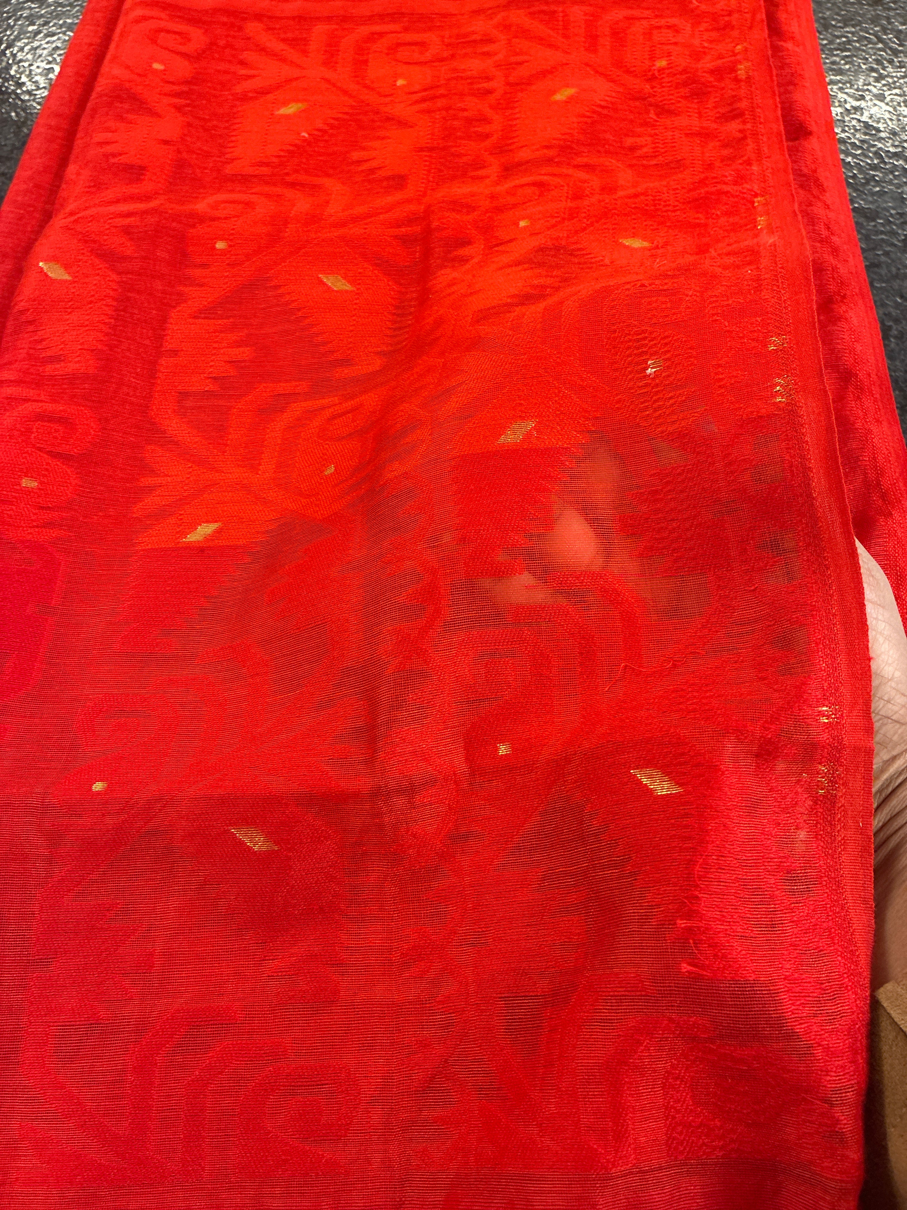 Jamdhani Cotton Saree - Red