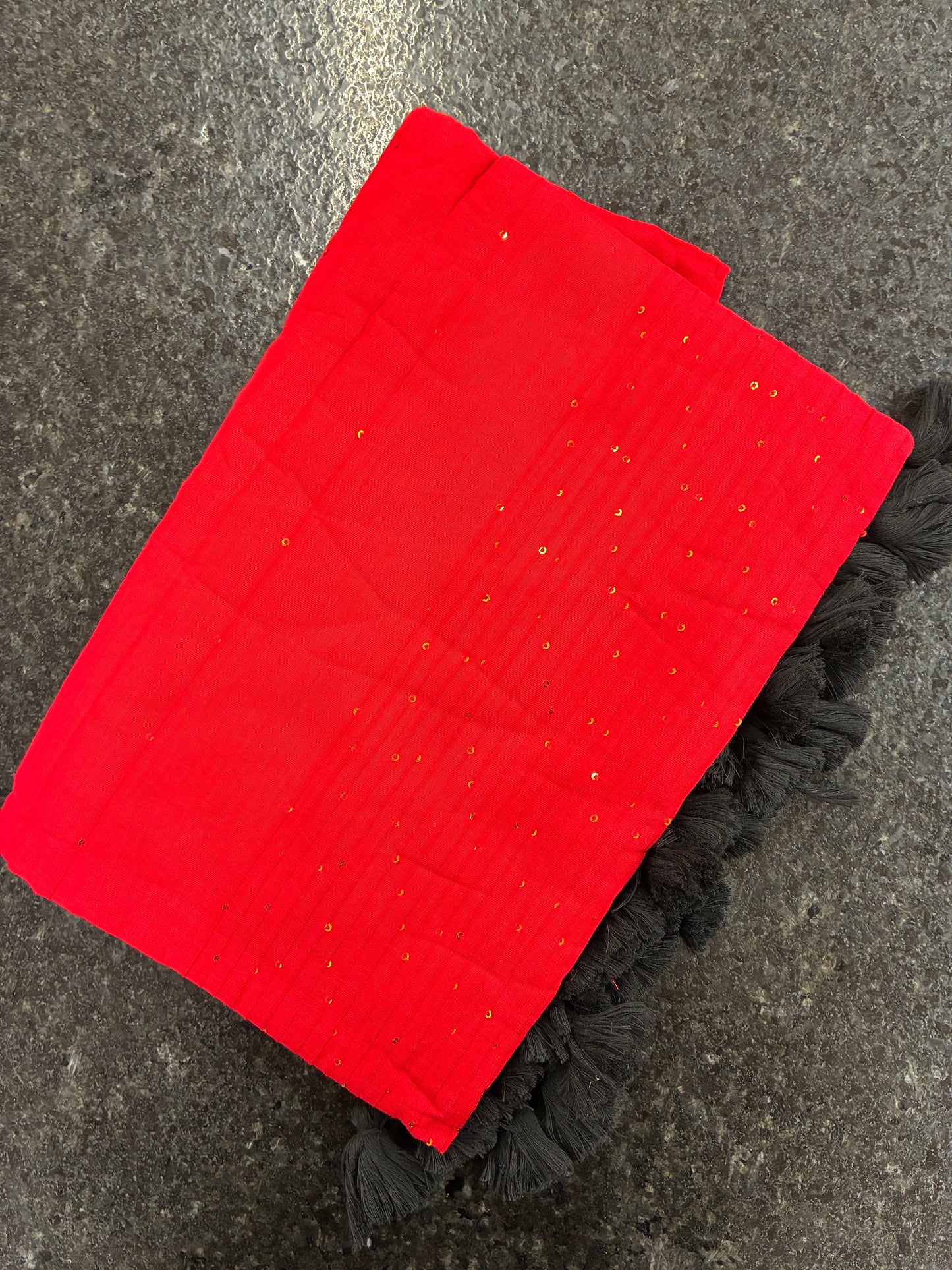 Soft Mul Cotton saree with embellishment - Red