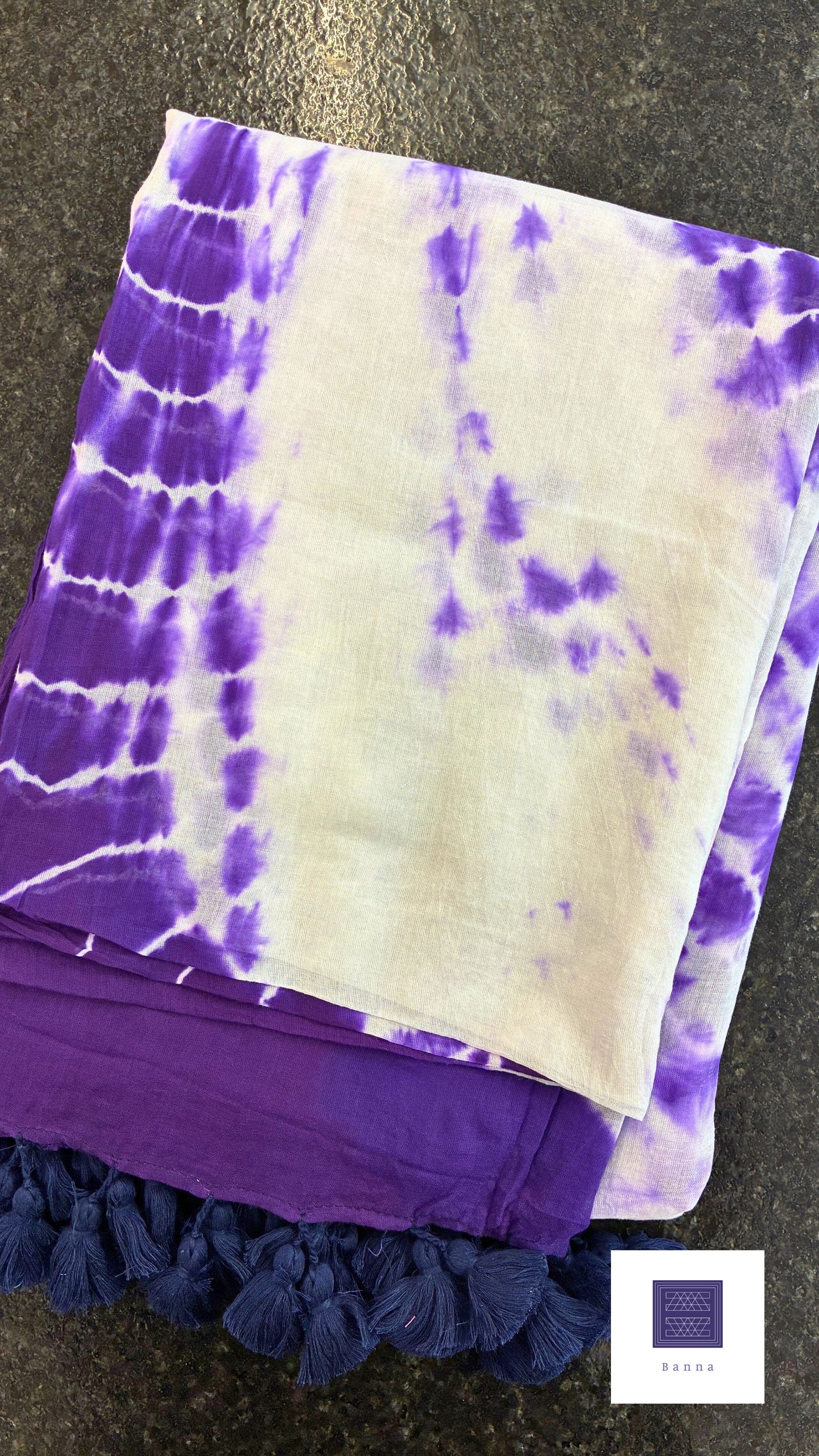 Soft Mul Cotton saree - Shibori Purple white