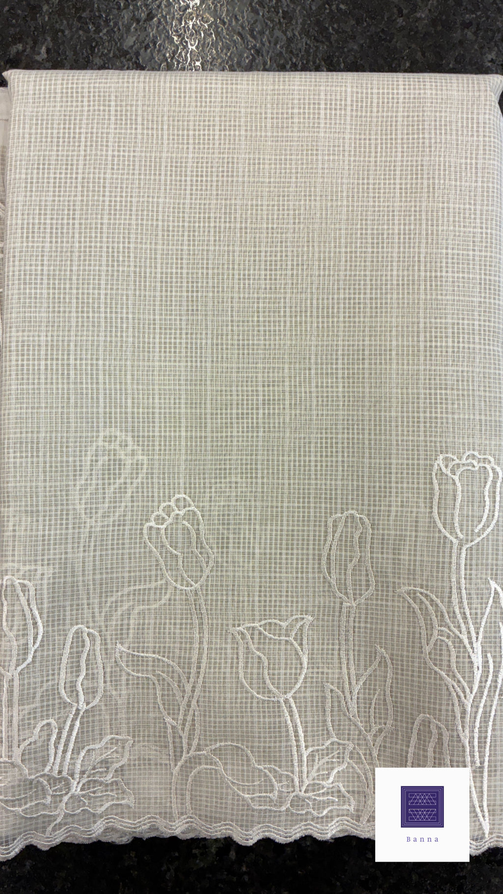 Kota cotton saree with embroidery - Cream