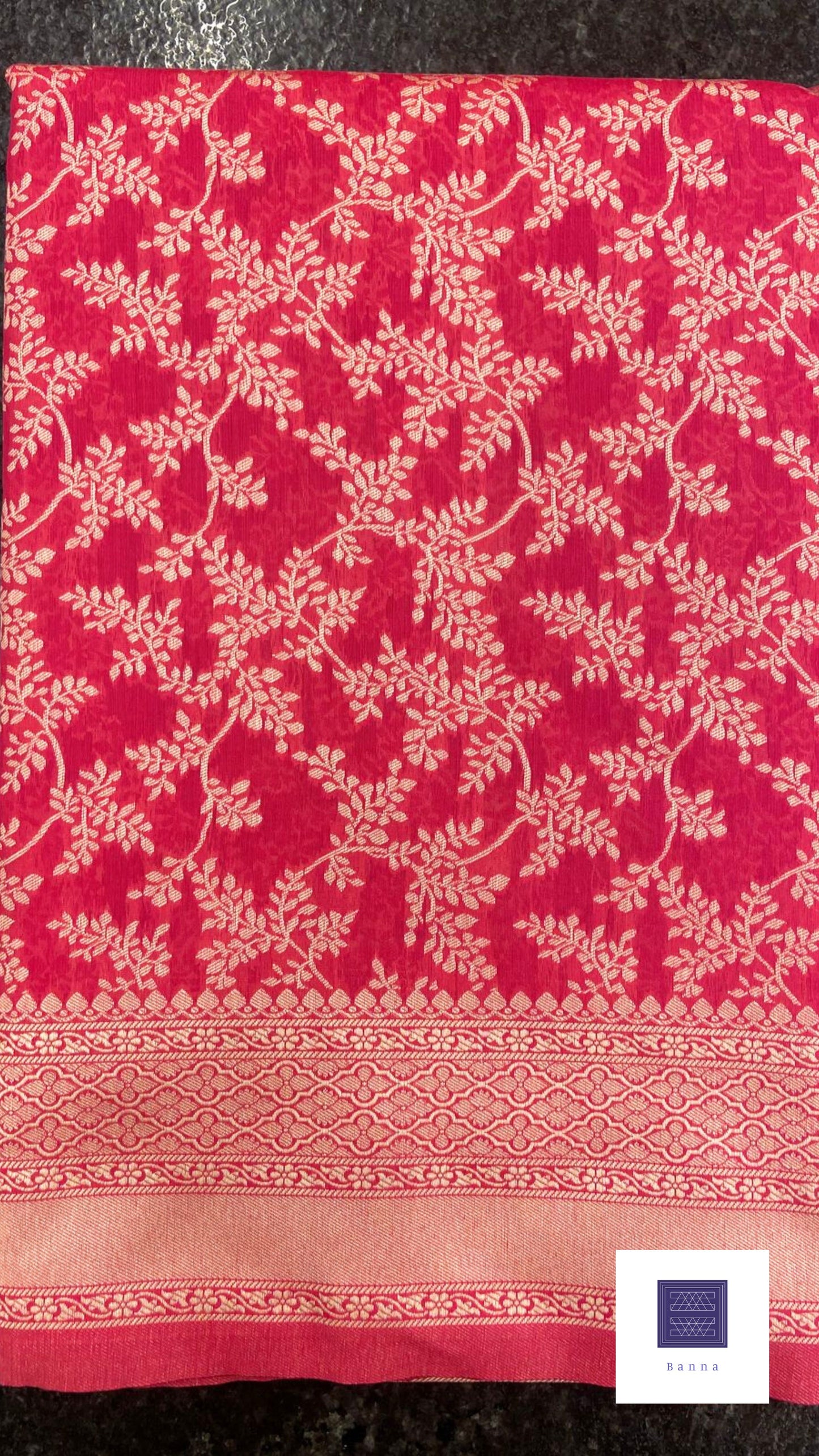 Cotton Saree with thread weaving - Rani Pink
