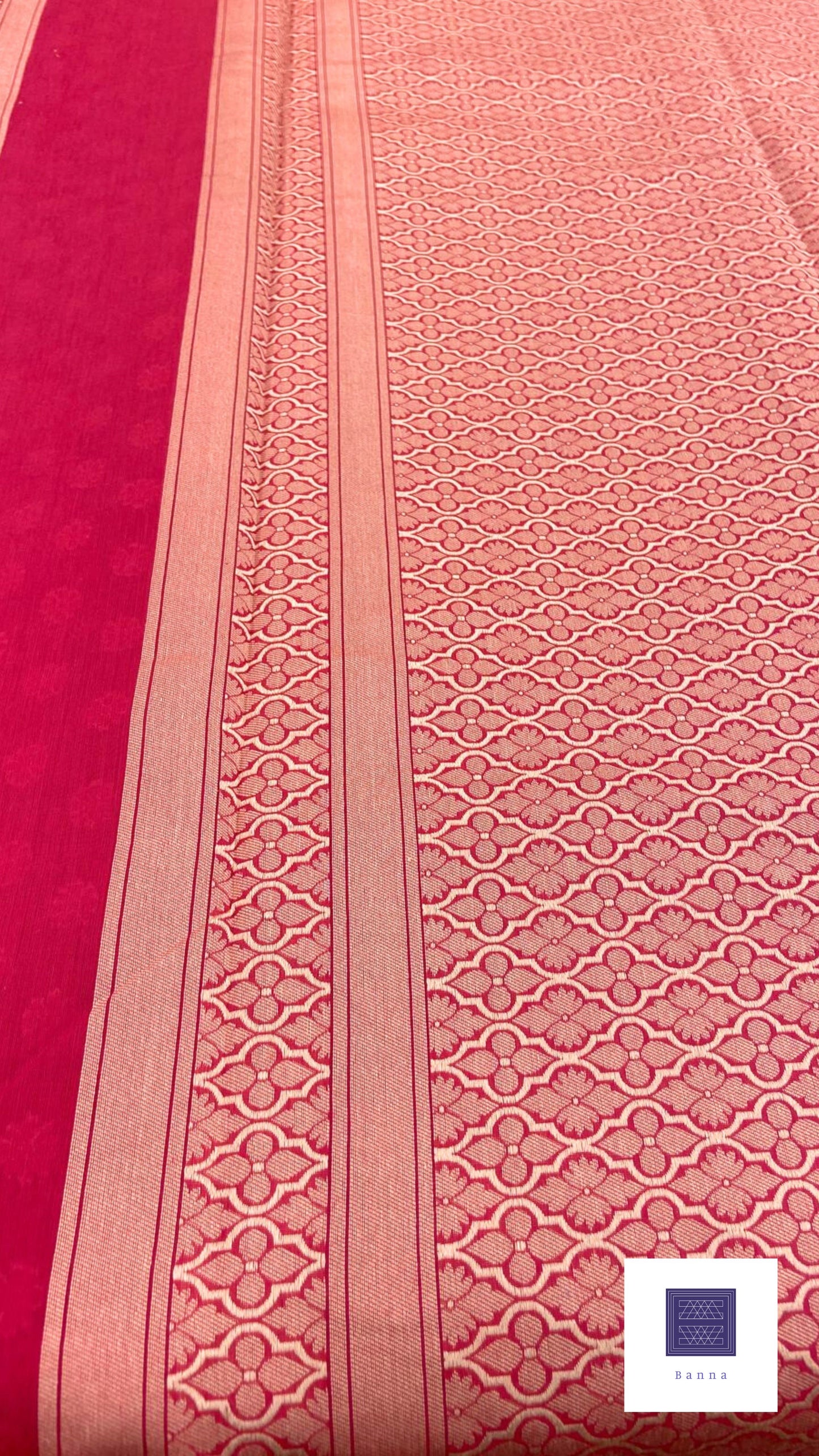 Cotton Saree with thread weaving - Rani Pink