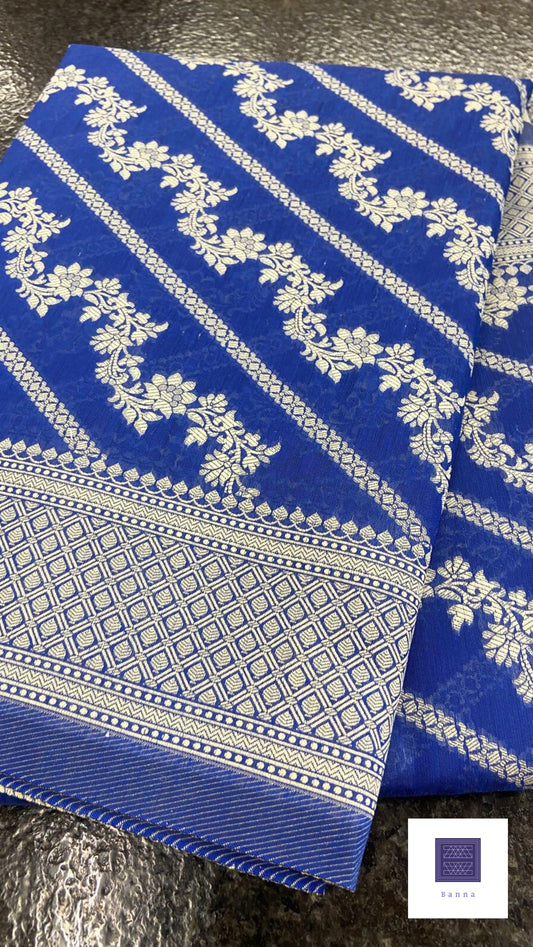 Cotton Saree with thread weaving - Royal Blue