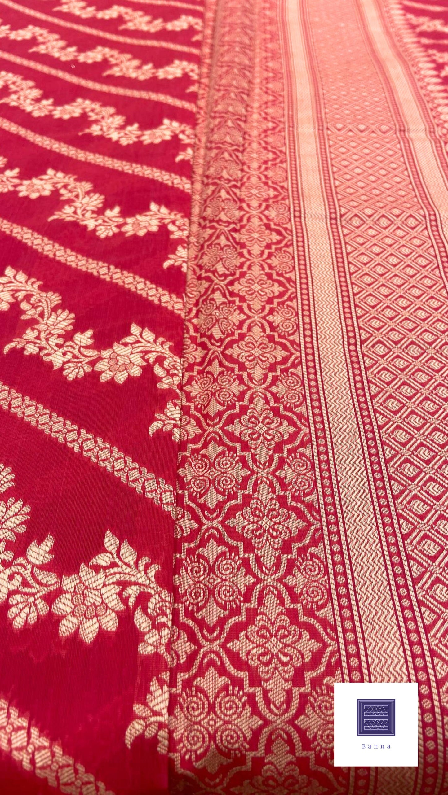 Cotton Saree with thread weaving - Rani Pink