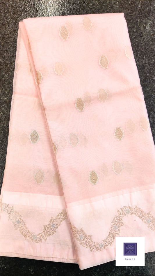 Traditional and Modernity of Banarasi Weaving in Organza saree - Baby Pink