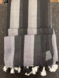 Earthline Mul Cotton Saree - Black and Grey