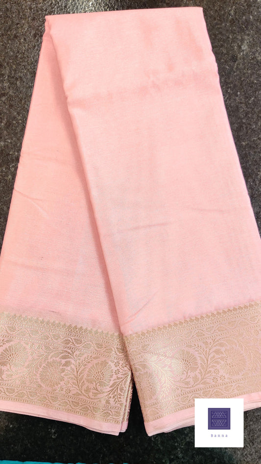 Chiffon Silk Solid Baby Pink Saree