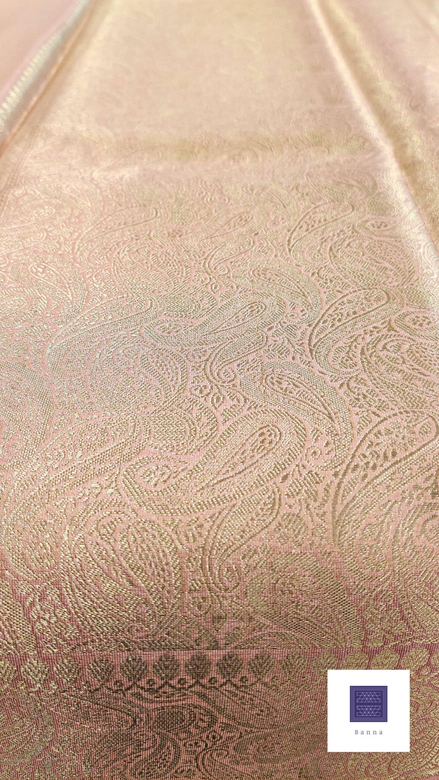 Tissue Silk Solid Long Border Saree - Light Pink