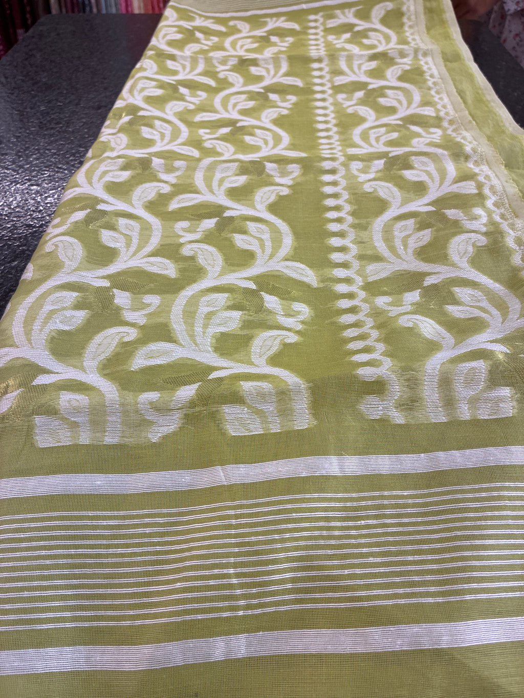 Jamdhani Cotton Saree - Green