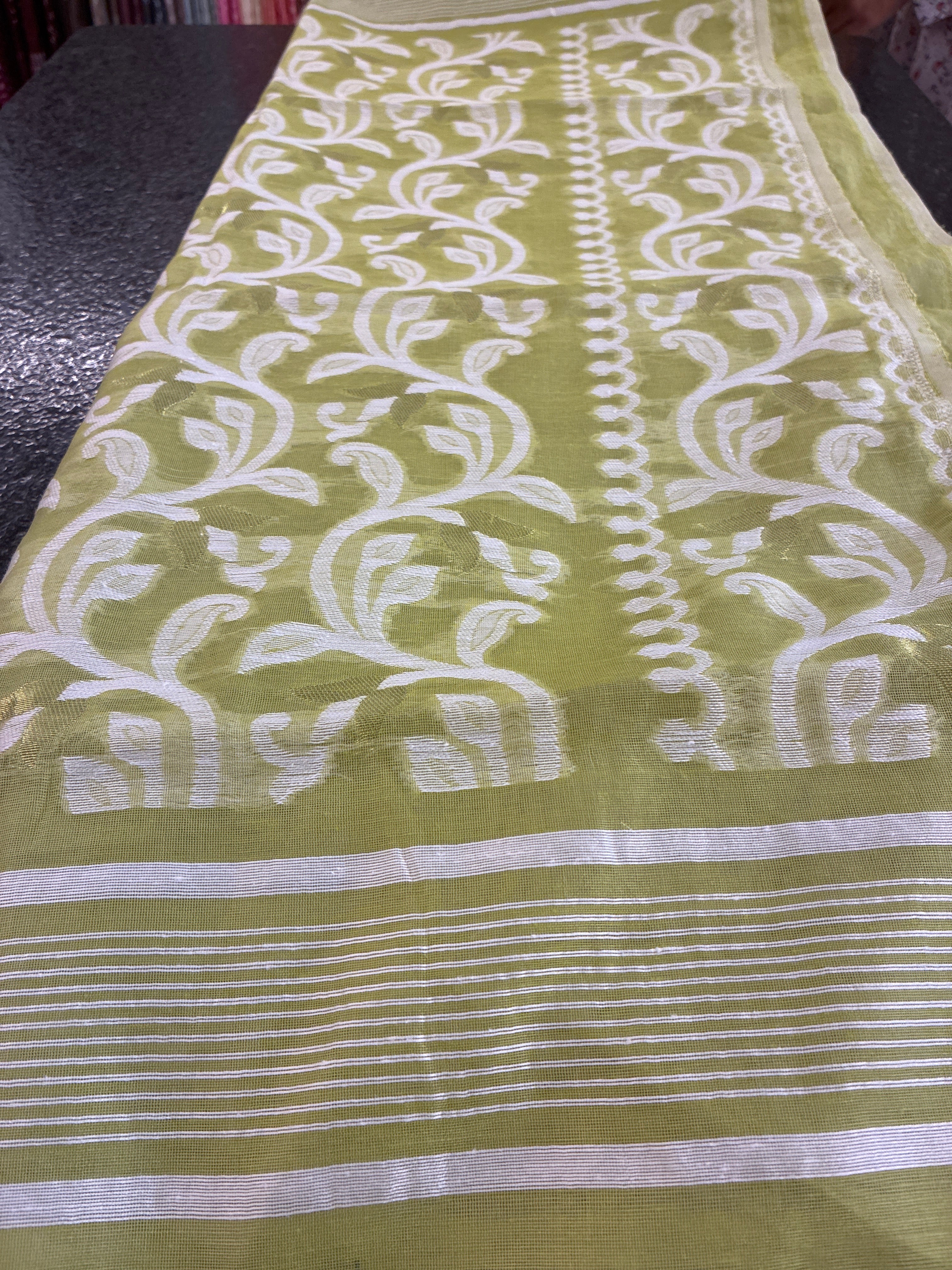 Jamdhani Cotton Saree - Green