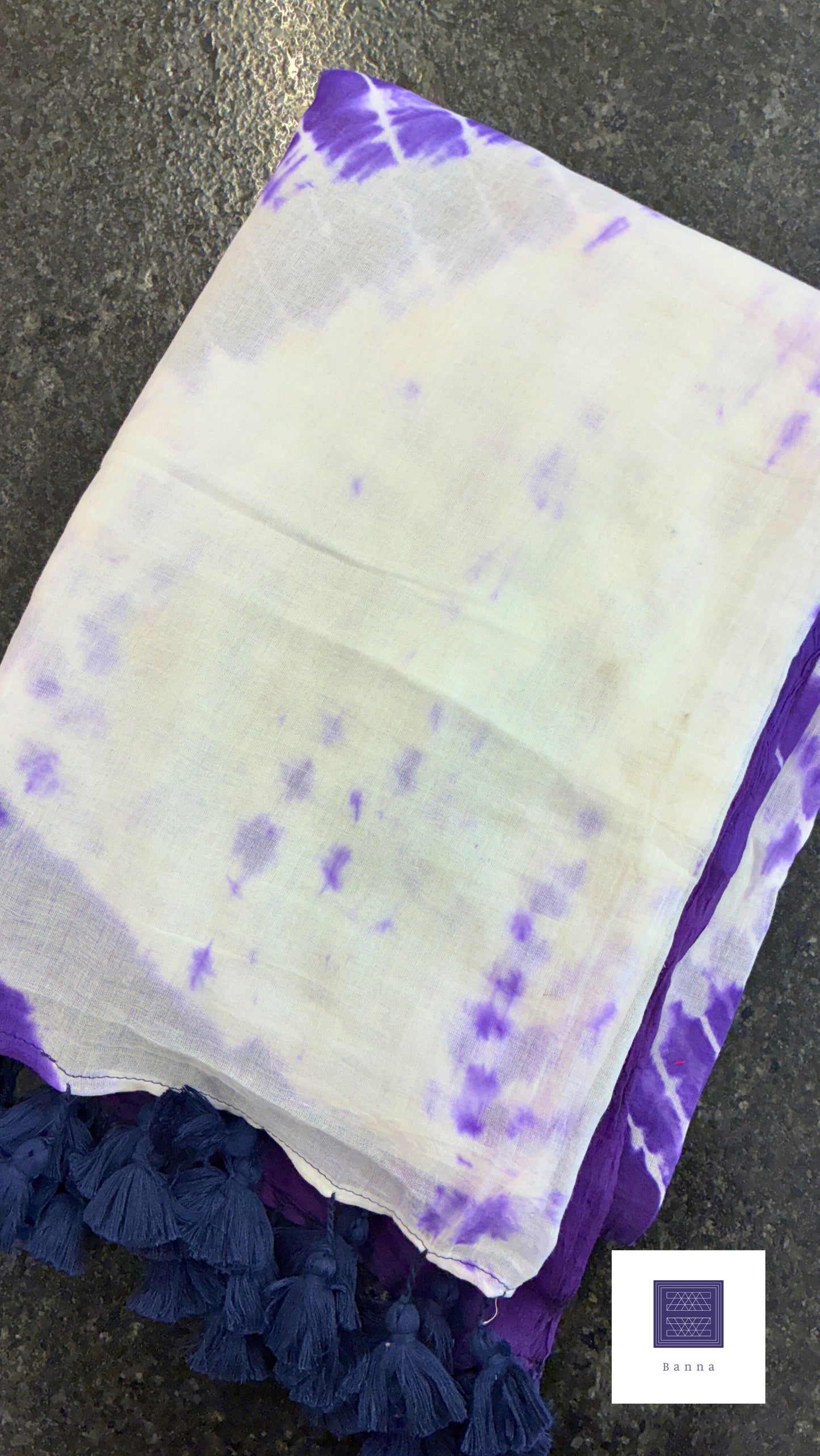 Soft Mul Cotton saree - Shibori Purple white