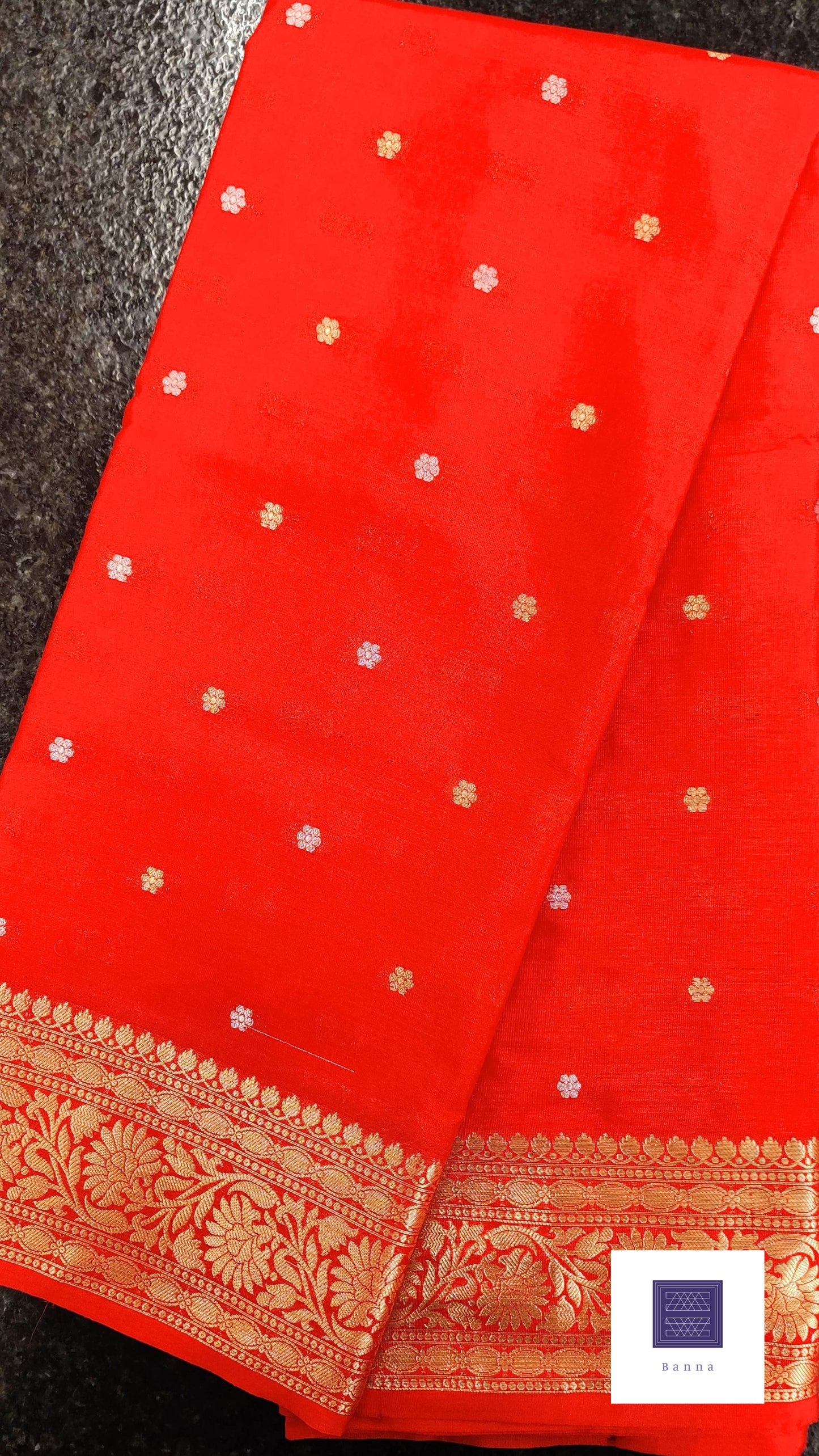 Silver and Gold Classic Buttis in Banarasi saree - Red