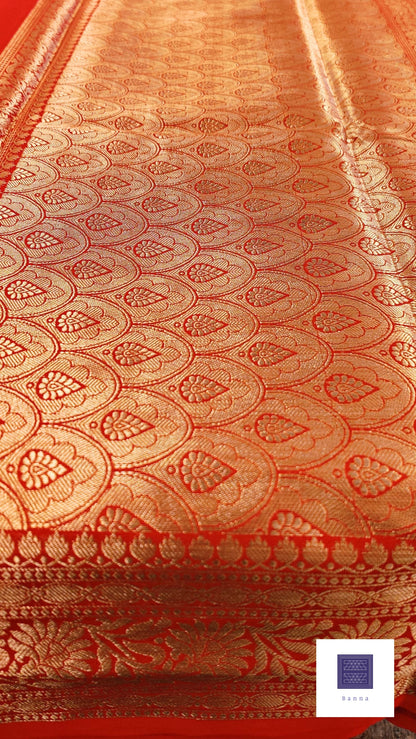 Silver and Gold Classic Buttis in Banarasi saree - Red