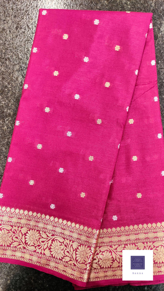 Silver and Gold Classic Buttis in Banarasi saree - Wine Purple