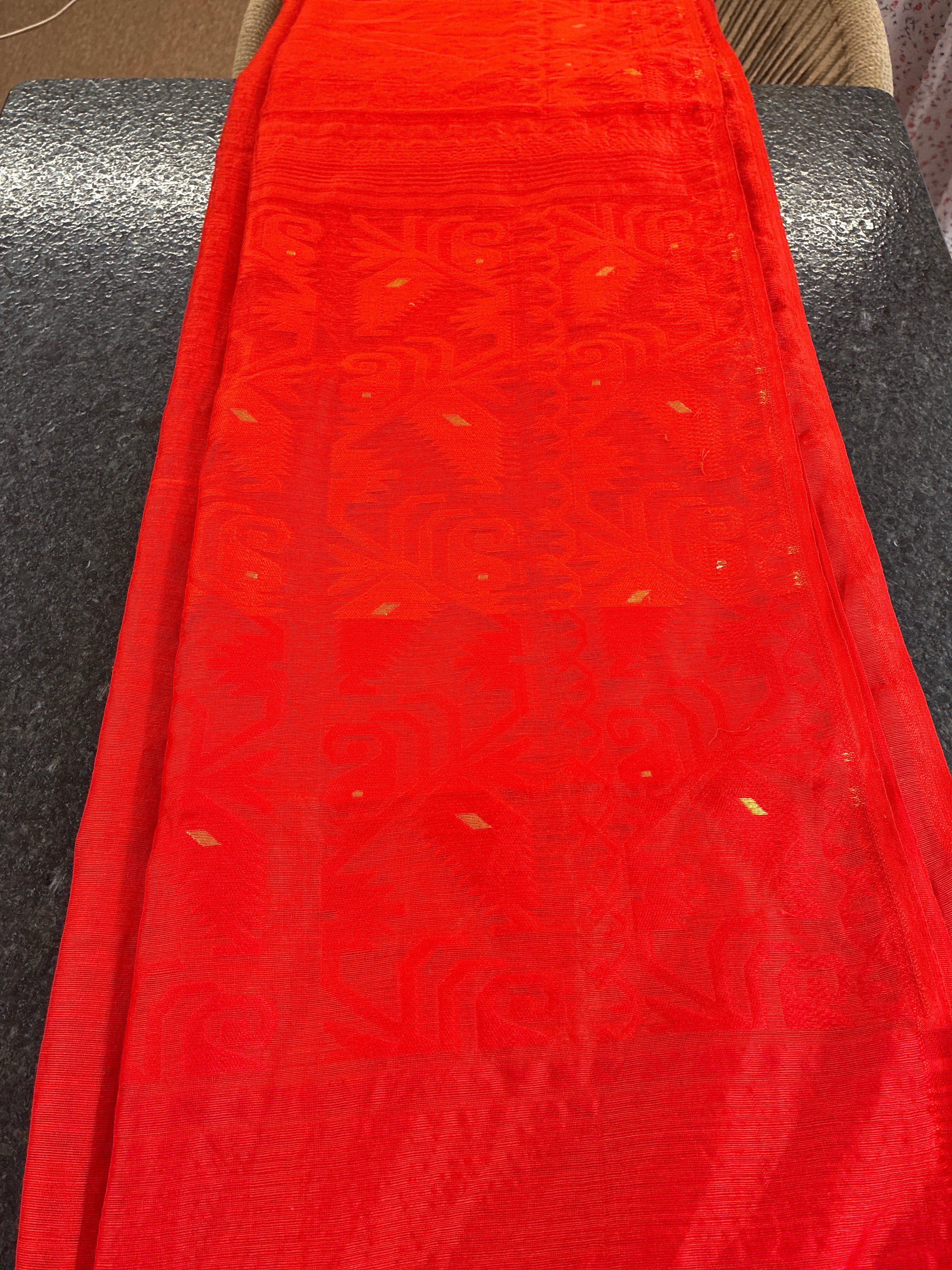 Jamdhani Cotton Saree - Red