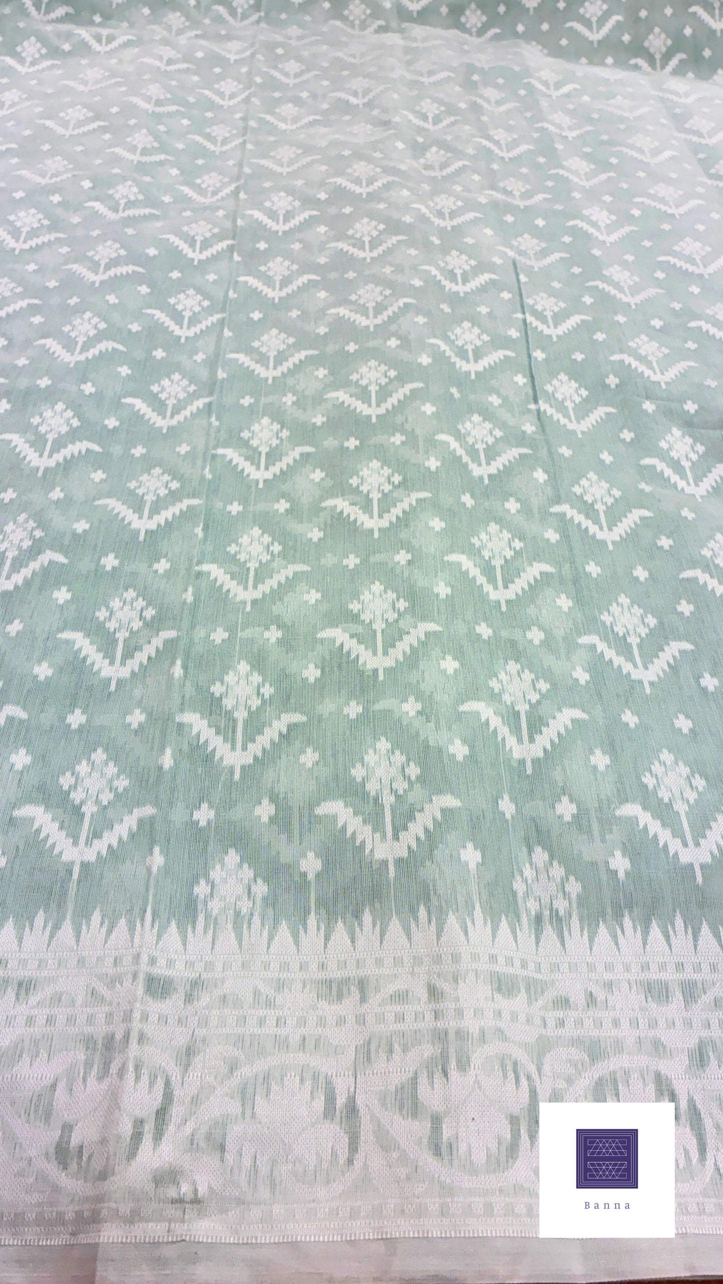 Jamdhani Cotton Saree with Silk thread work (Resham) - Sky Blue