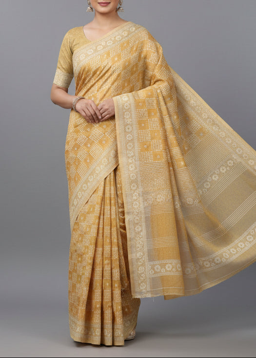Pure Cotton Jamdhani handloom saree - Peach
