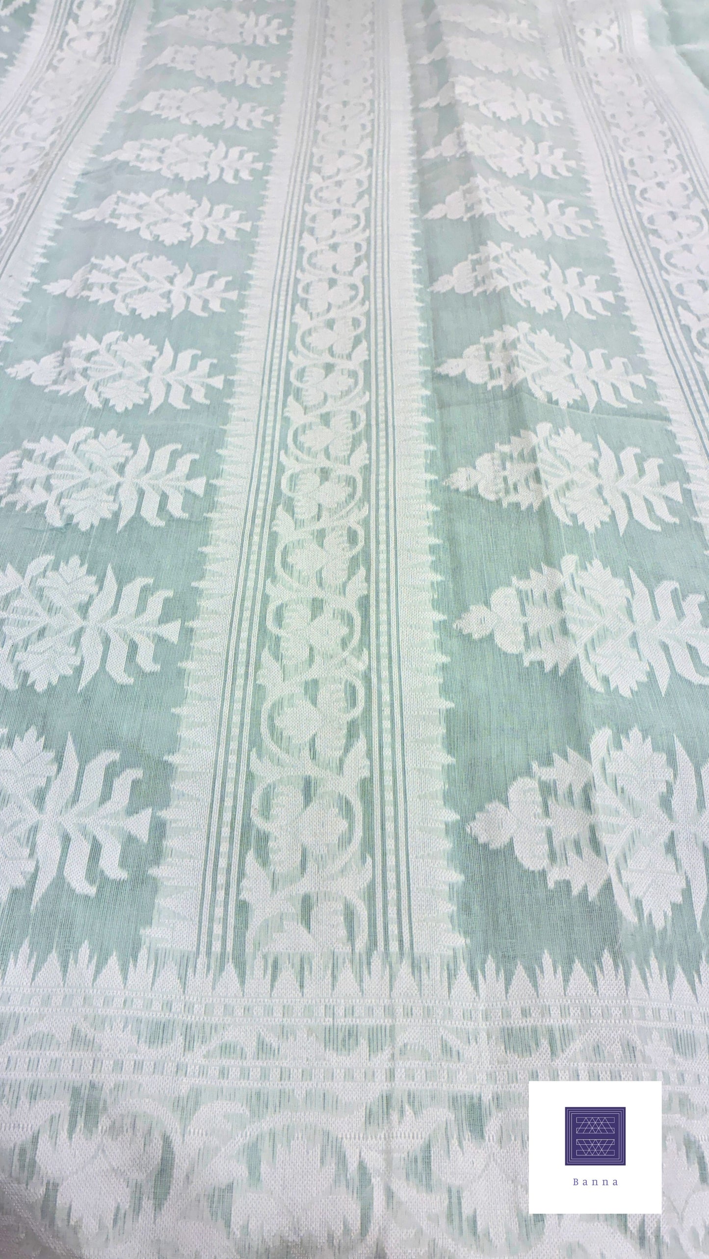 Jamdhani Cotton Saree with Silk thread work (Resham) - Sky Blue