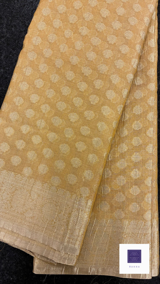 Banarasi Crush Tissue Saree - Gold and Yellow