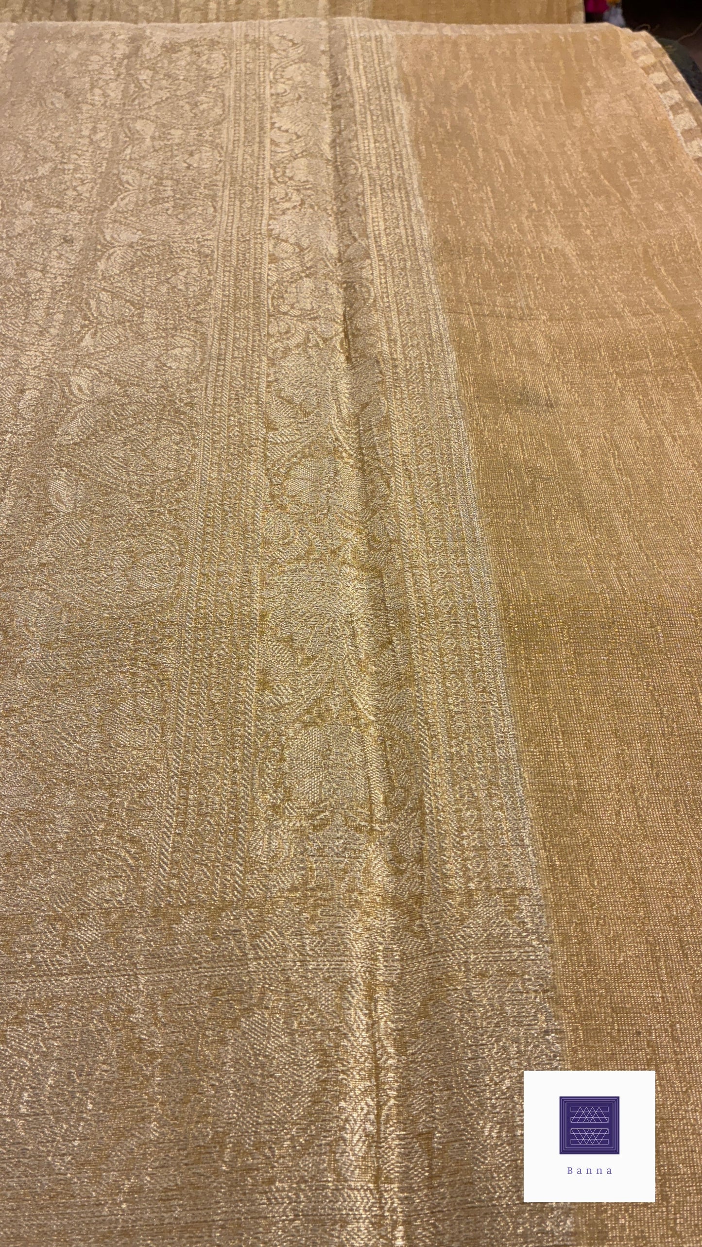 Banarasi Crush Tissue Saree - Gold and Yellow