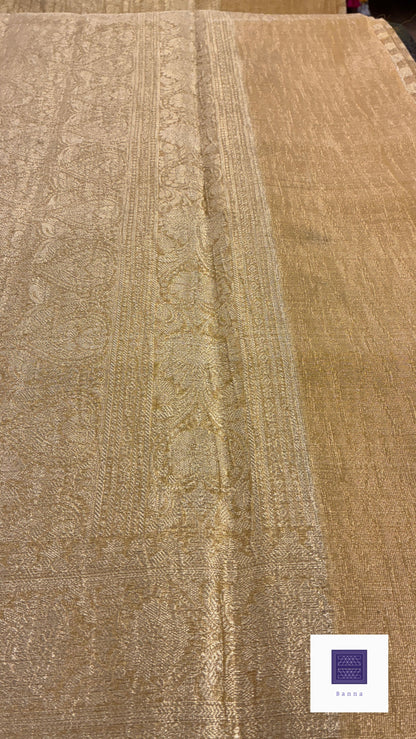 Banarasi Crush Tissue Saree - Gold and Yellow