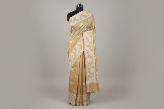 Jamdhani Cotton Saree - Beige