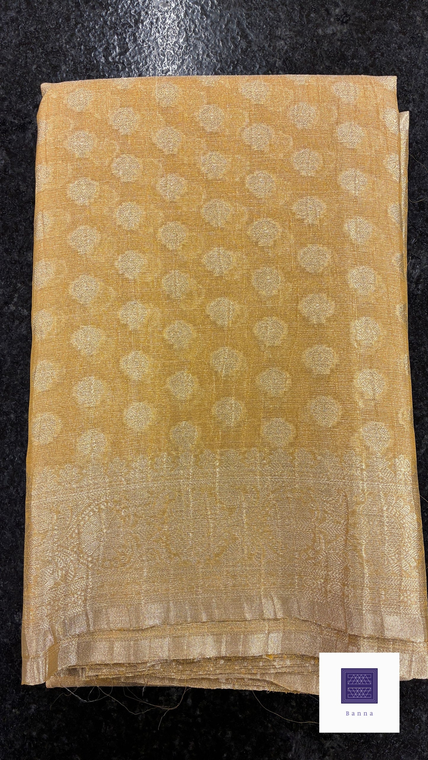 Banarasi Crush Tissue Saree - Gold and Yellow