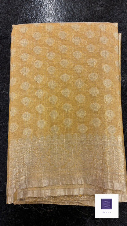 Banarasi Crush Tissue Saree - Gold and Yellow