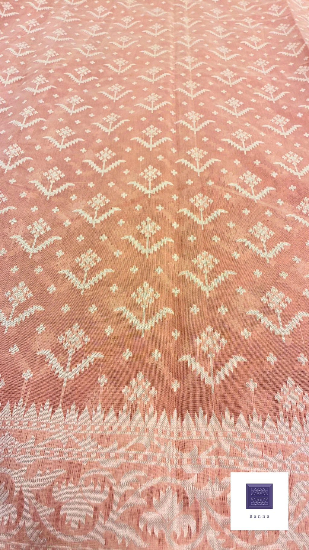 Jamdhani Cotton Saree with Silk thread work (Resham) - Baby Pink