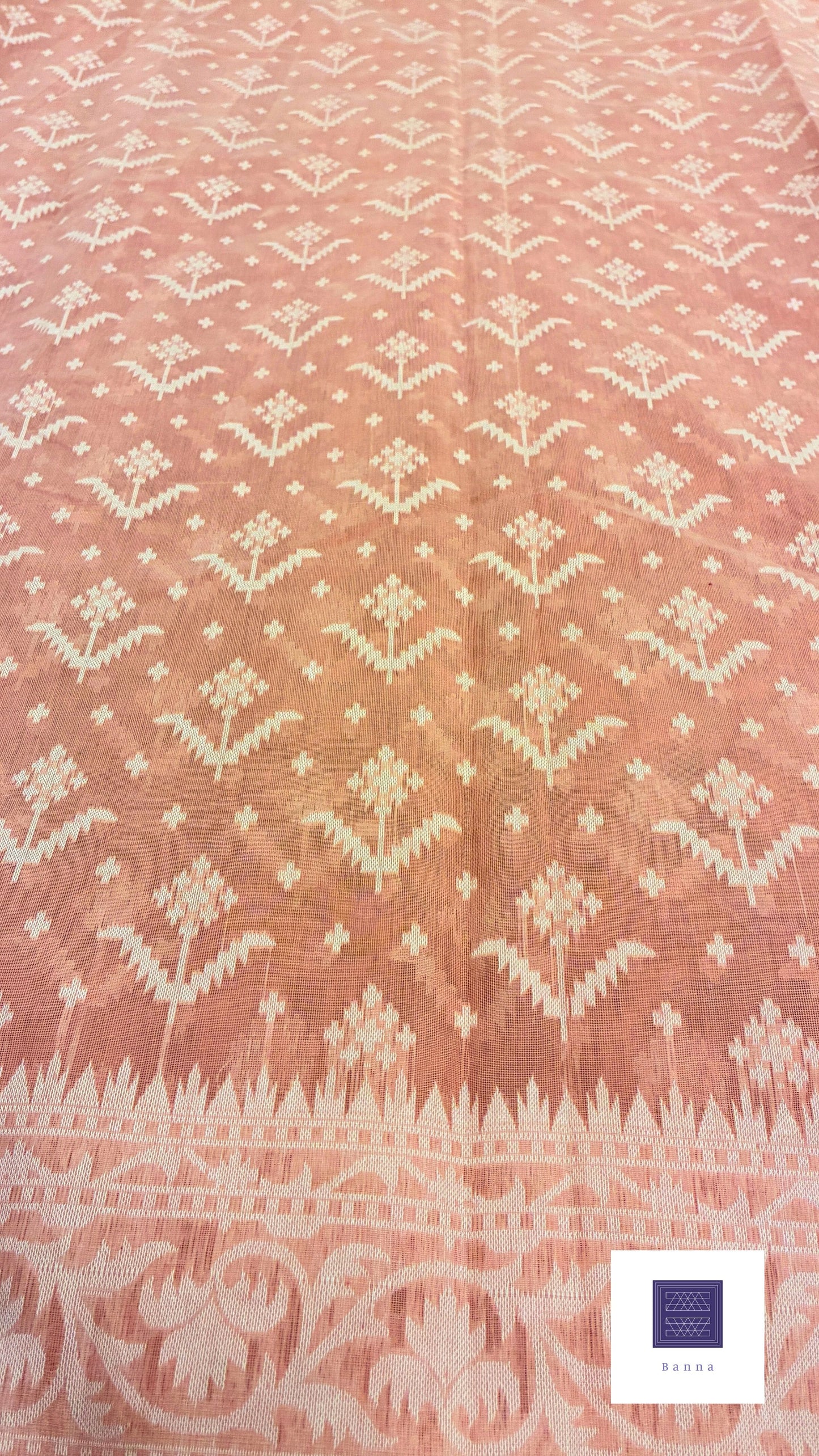 Jamdhani Cotton Saree with Silk thread work (Resham) - Baby Pink