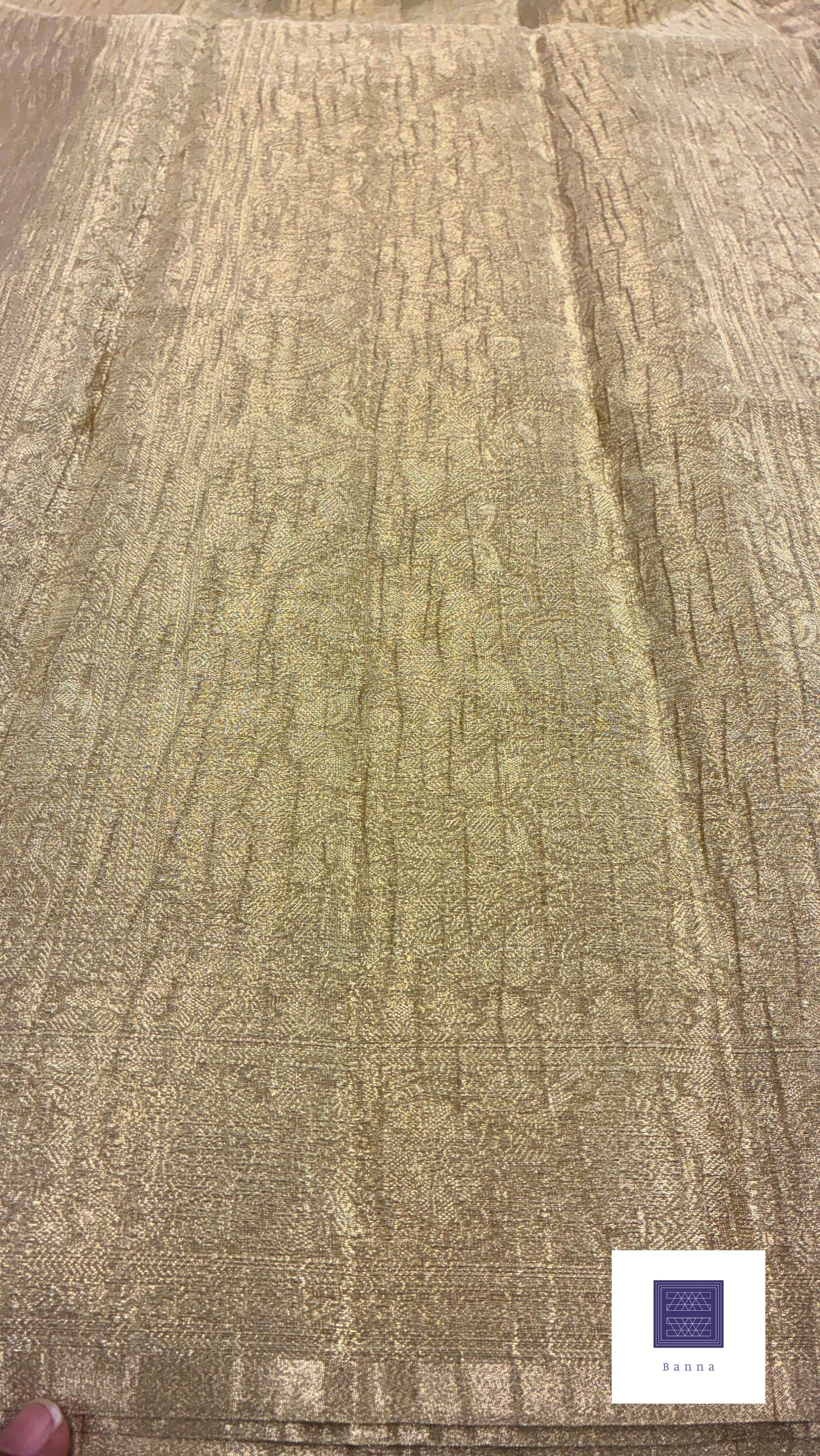 Banarasi Crush Tissue Saree - Beige and Gold