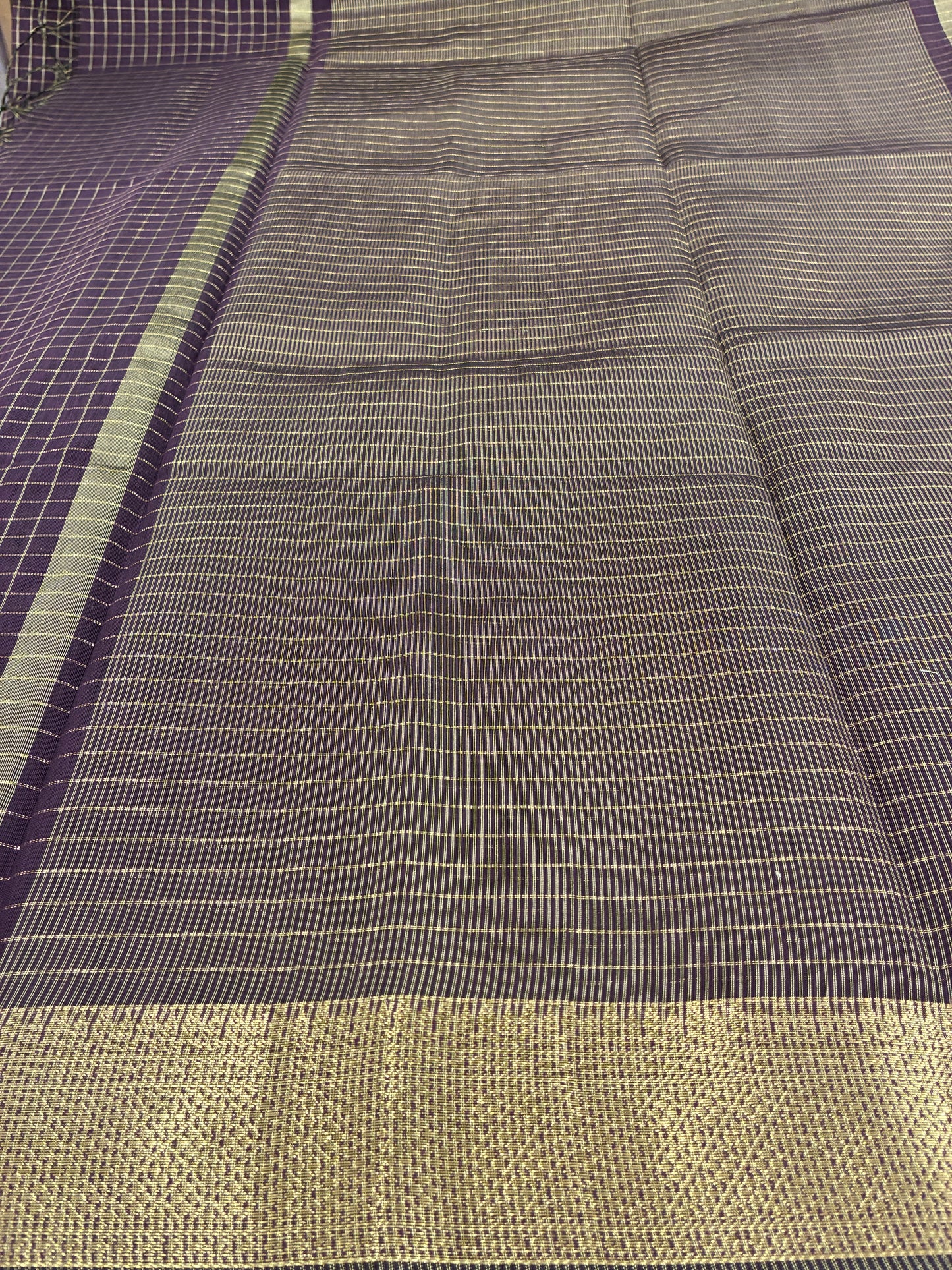 Cotton silk with checks - Plum