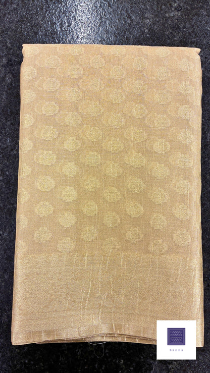 Banarasi Crush Tissue Saree - Beige and Gold