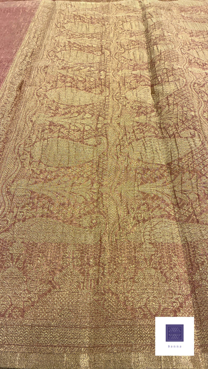 Banarasi Crush Tissue Saree - Peach