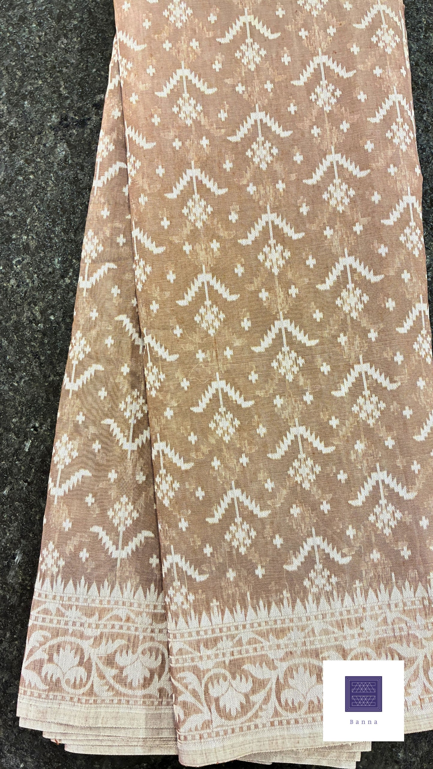 Jamdhani Cotton Saree with Silk thread work (Resham) - Light Brown