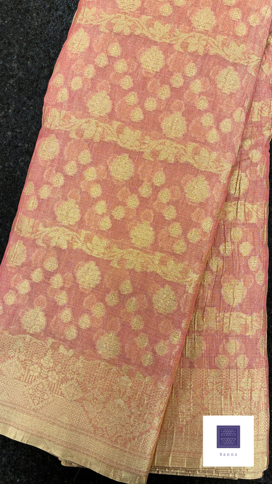 Banarasi Crush Tissue Saree - Peach