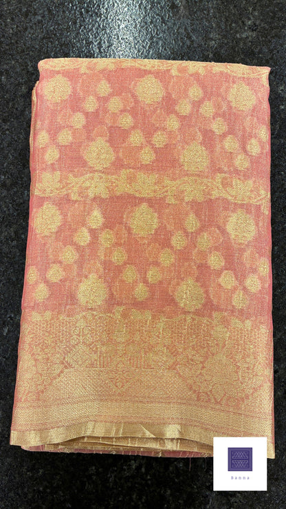 Banarasi Crush Tissue Saree - Peach