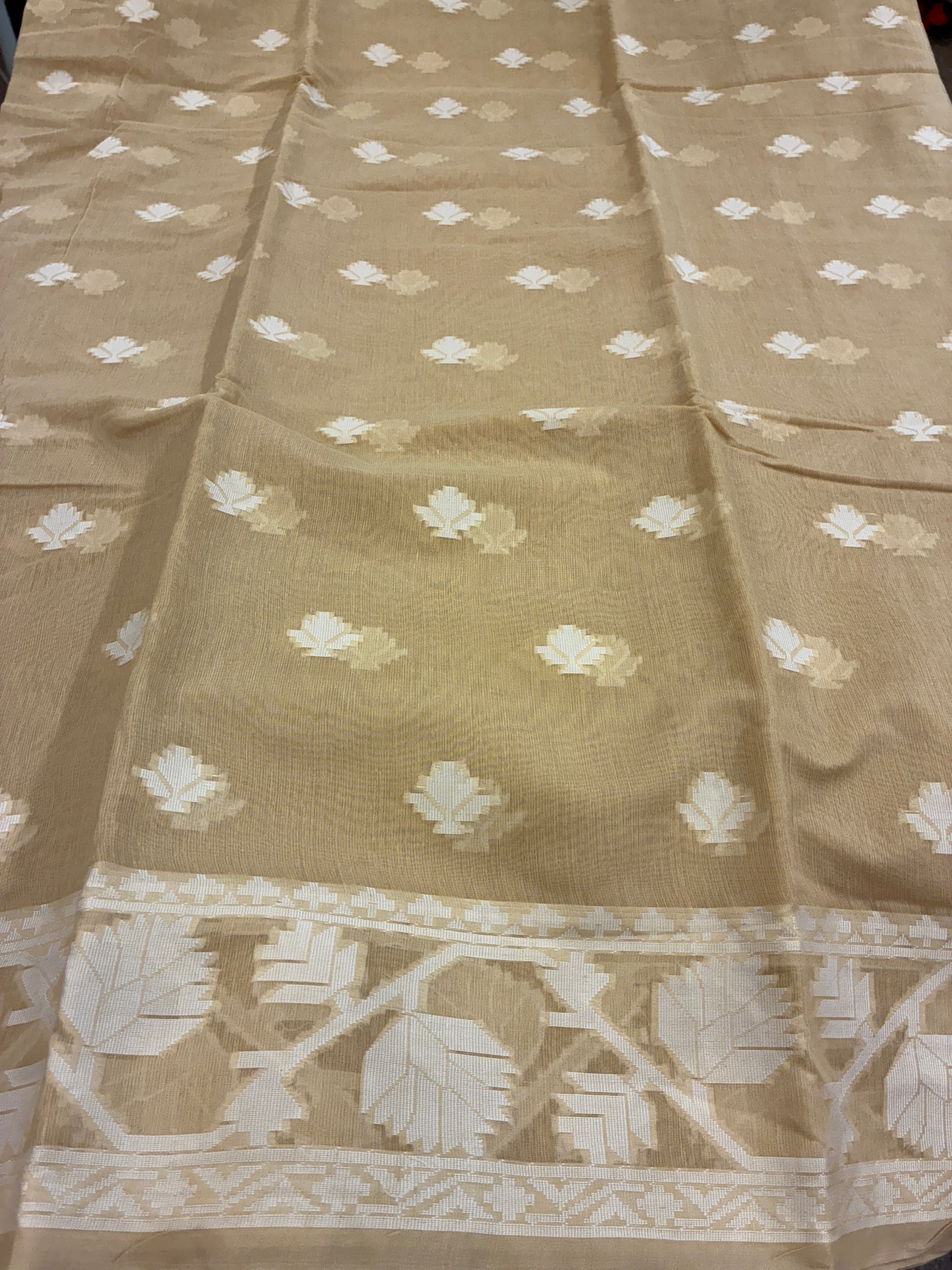 Jamdhani Cotton Saree - Beige