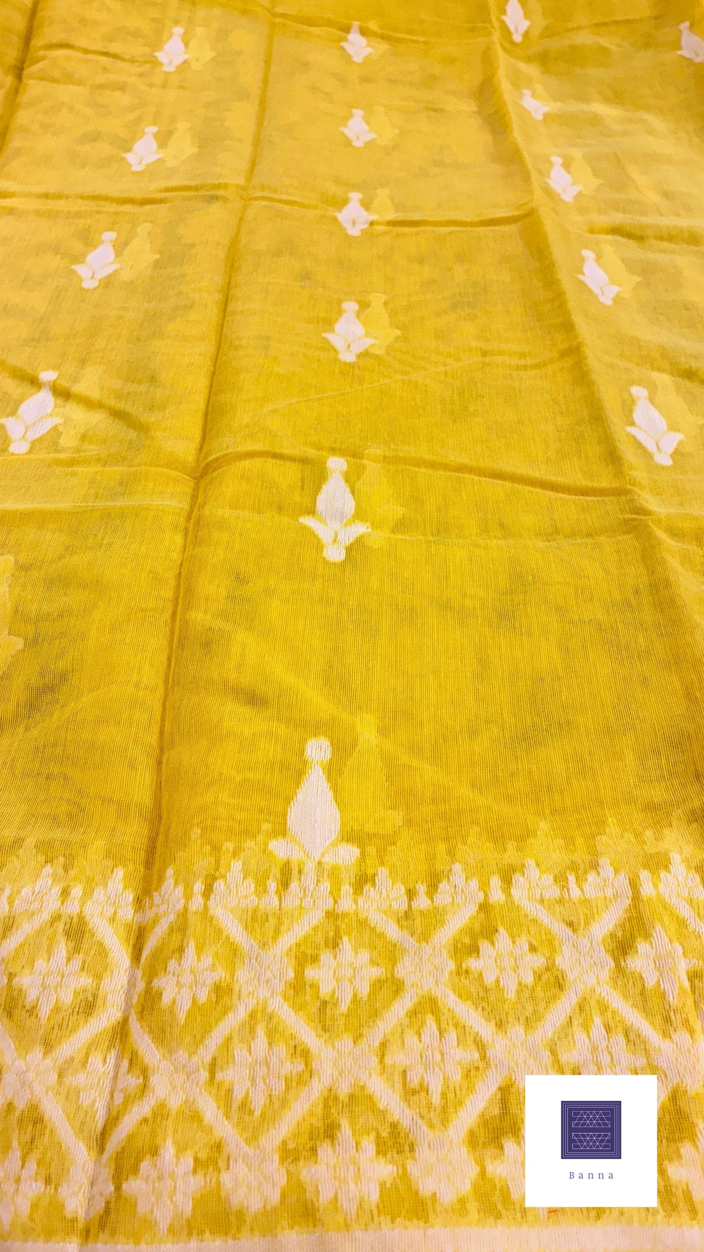 Jamdhani Cotton Saree - Solid Bright Yellow