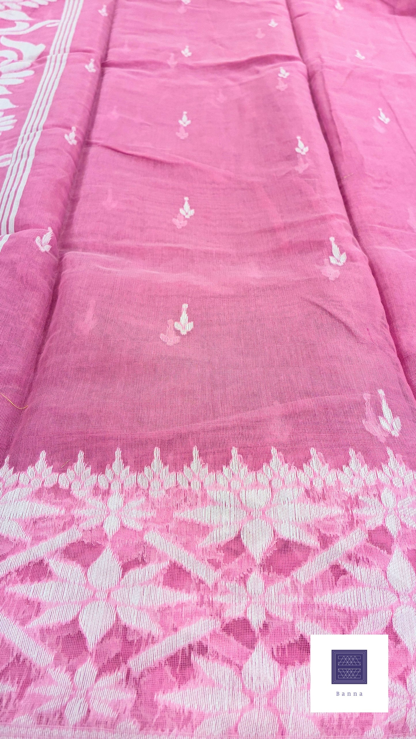 Jamdhani Cotton Saree - Pastel Baby Pink
