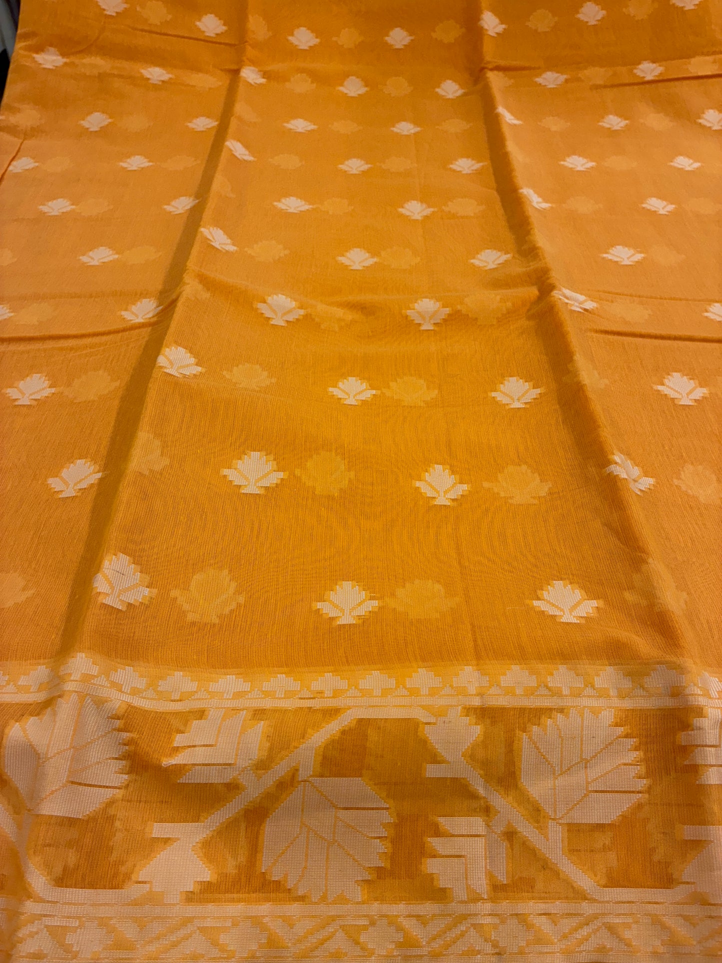 Jamdhani Cotton Saree - yellow