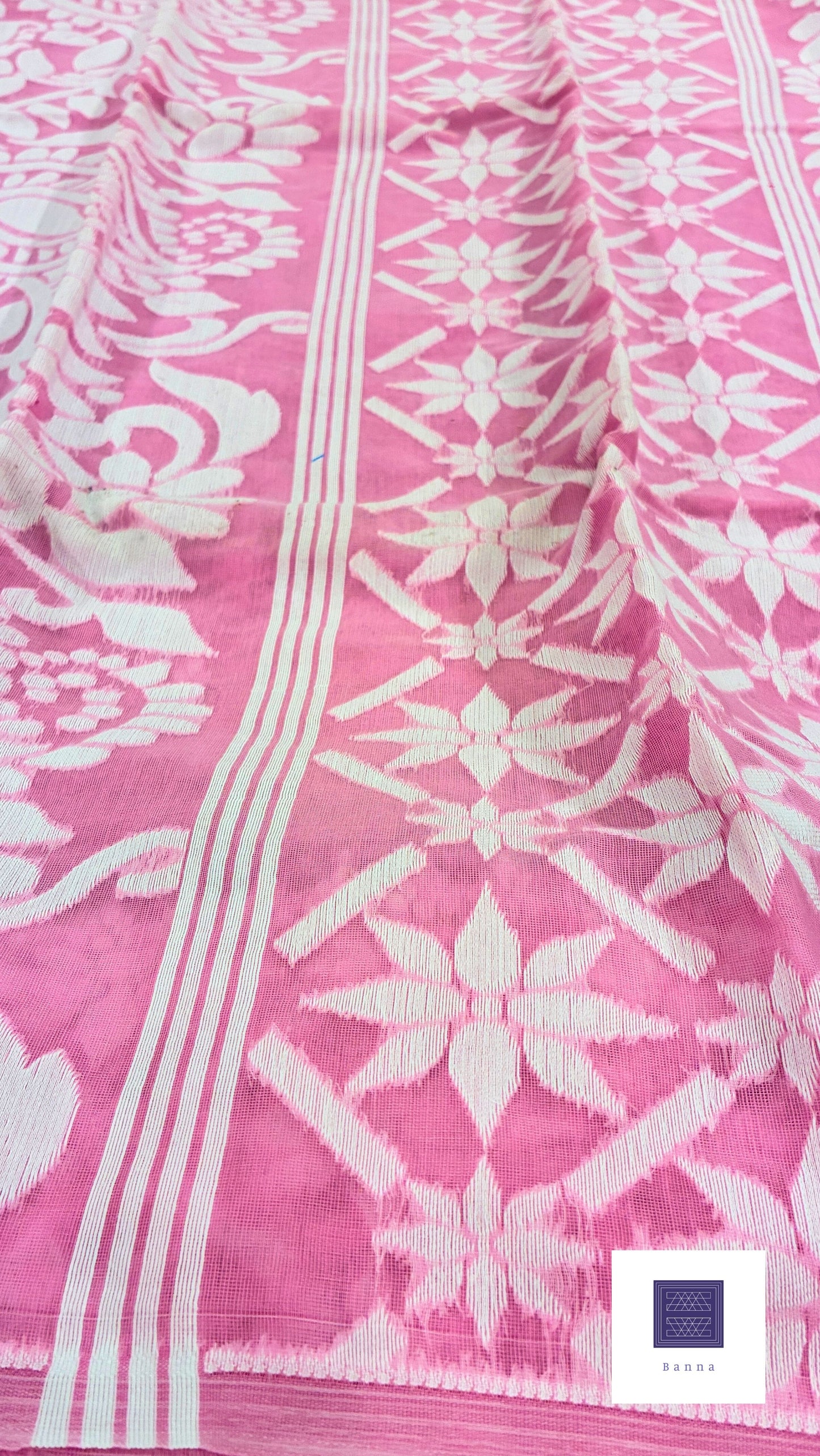 Jamdhani Cotton Saree - Pastel Baby Pink