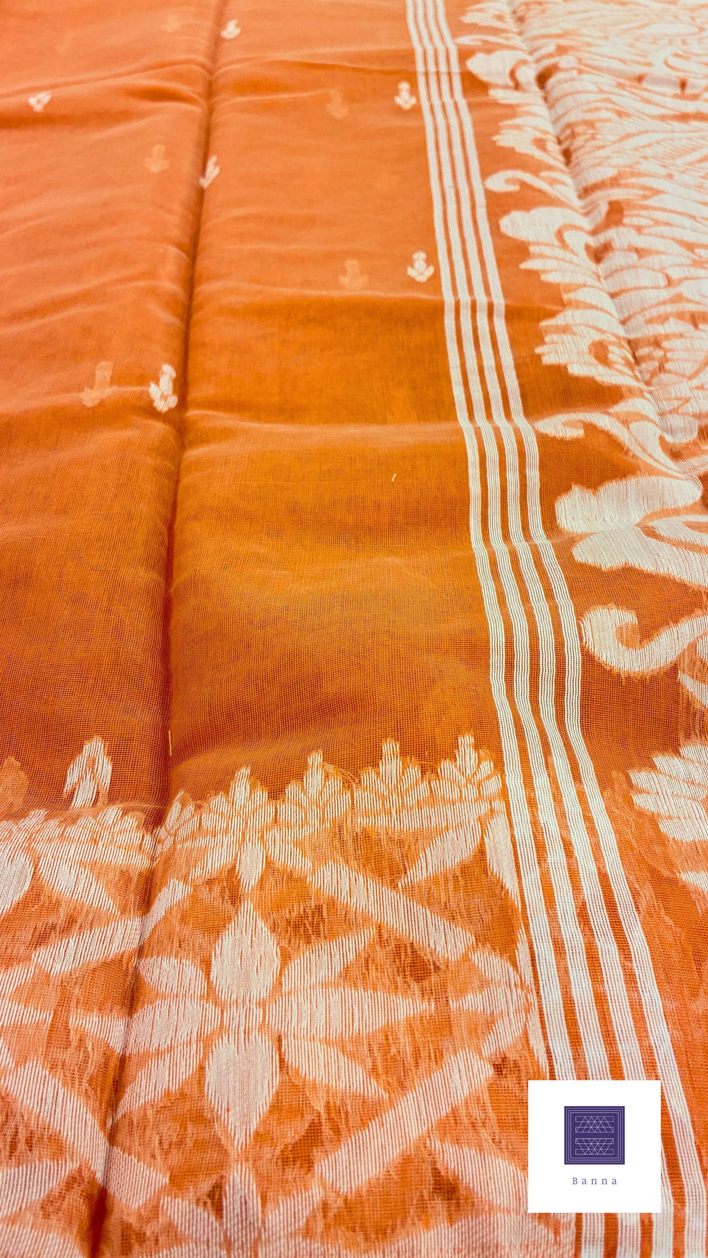 Jamdhani Cotton Saree - Light Orange