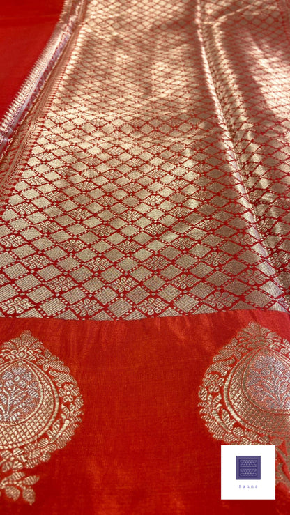 Raw Mango Semi silk saree - Reddish Pink Floral