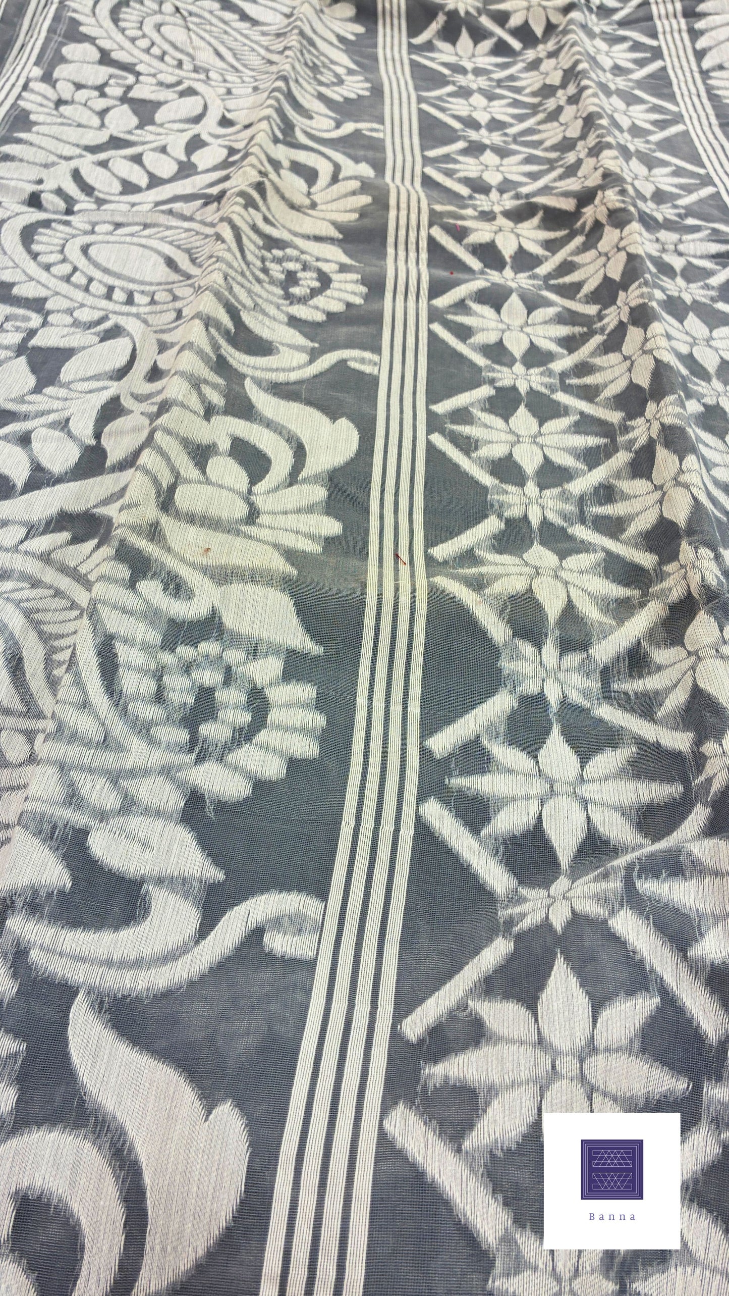 Jamdhani Cotton Saree - Grey