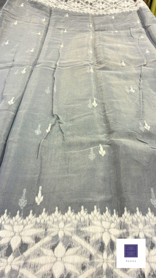 Jamdhani Cotton Saree - Grey