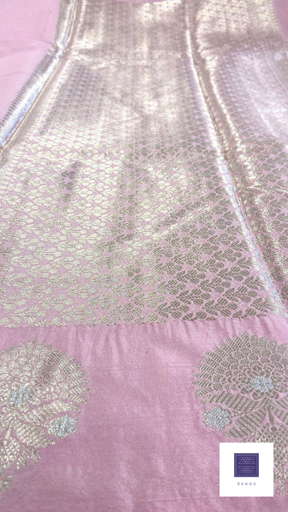 Raw Mango Semi silk saree - Baby Pink