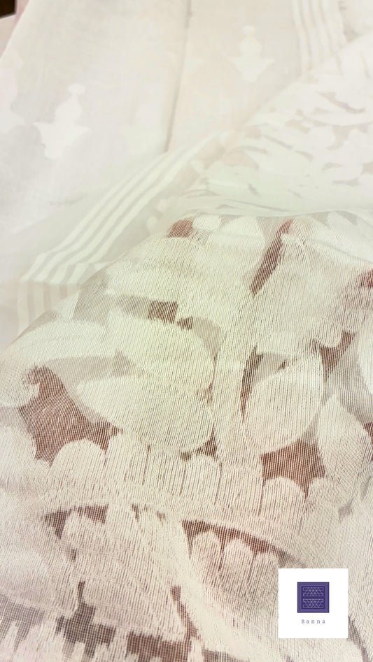 Jamdhani Cotton Saree - Solid White