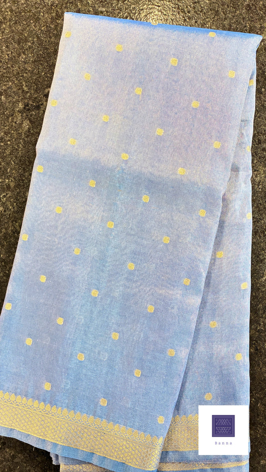 Tissue Silk woven traditional Banarasi saree - Ink Blue